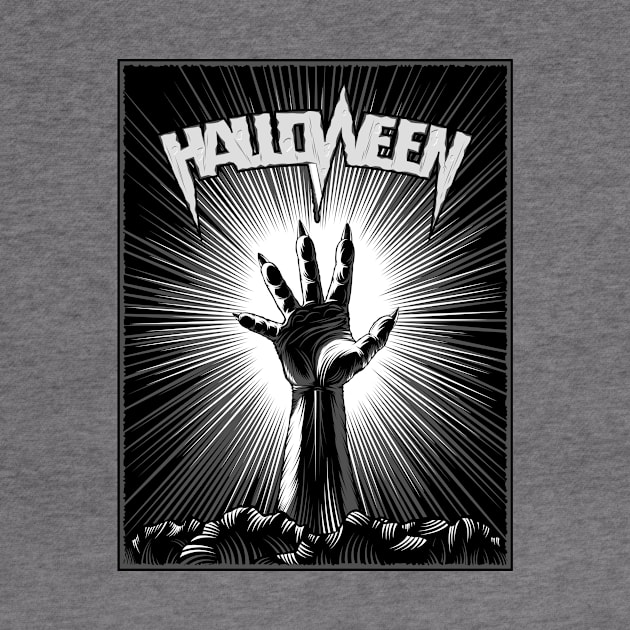 Zombie Hand Halloween Party Horror Print Poster Vintage Beam Background by alxr